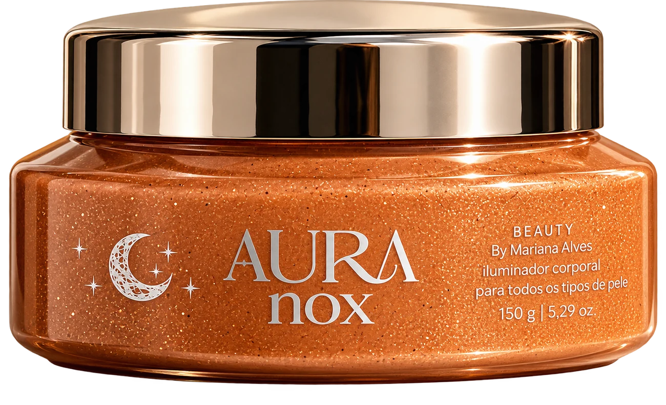 Pote do Iluminador Aura Nox, 150 g, tampa dourada